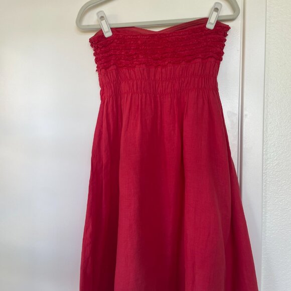 Banana Republic Strapless Mini Dress, Sweetheart Neckline, Front Ruching, Red, 0 - Picture 2 of 7